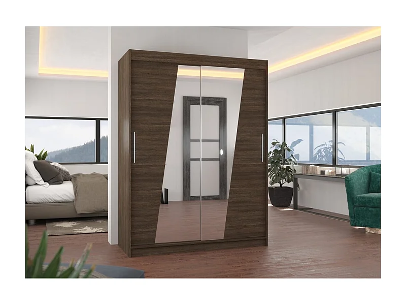 Armoire Belton (150cm)/portes coulissantes/miroir/Marron