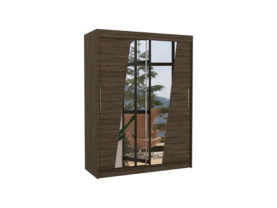 Armoire Belton (150cm)/portes coulissantes/miroir/Marron