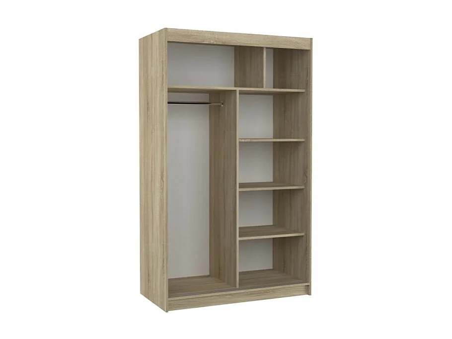 Armoire Darvin (120cm)/portes coulissantes/miroir/LED/Blanc&Sonoma