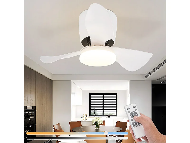 NETTLIFE Deckenventilator mit Beleuchtung, Dimmer, Leise, 70cm, LED, 23W, Weiß, Sommer/Winter, 6-Gang-Timer