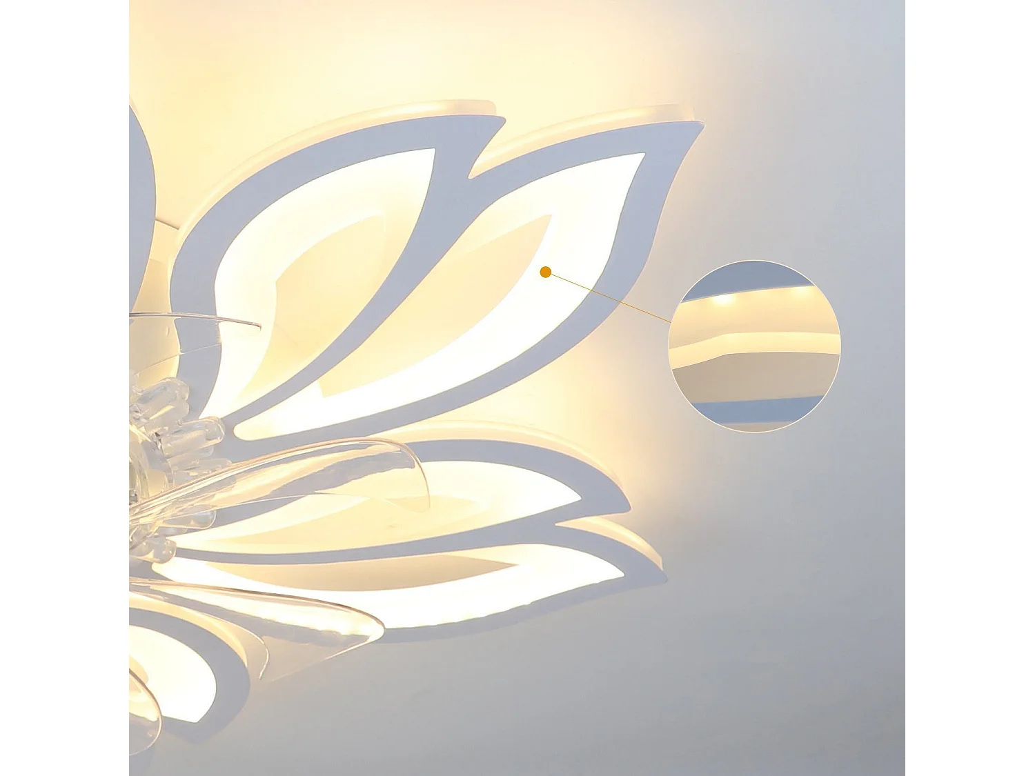 NETTLIFE Ventilateur de plafond avec éclairage et télécommande  - Lampe de plafond LED dimmable, fonction de timer , design créatif 6 lumières