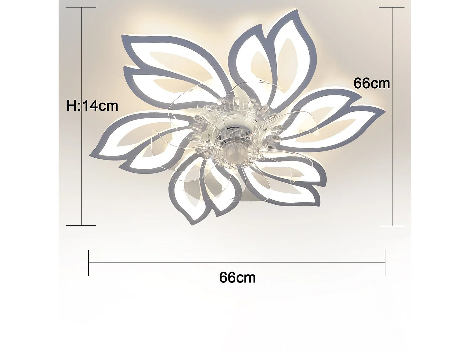 NETTLIFE Ventilateur de plafond avec éclairage et télécommande  - Lampe de plafond LED dimmable, fonction de timer , design créatif 6 lumières