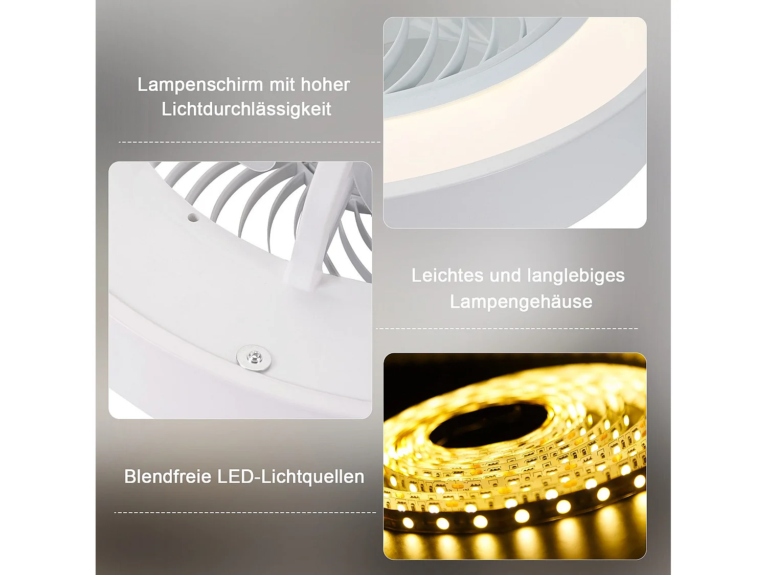 Wentylator sufitowy LED NETTLIFE z oświetleniem 40W Cichy z pilotem zdalnego sterowania, ściemniaczem, 6-biegowy timer