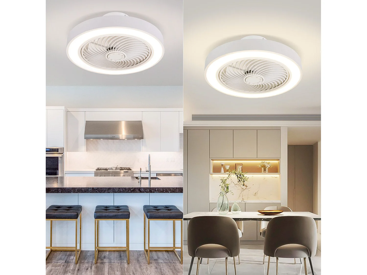 Wentylator sufitowy LED NETTLIFE z oświetleniem 40W Cichy z pilotem zdalnego sterowania, ściemniaczem, 6-biegowy timer