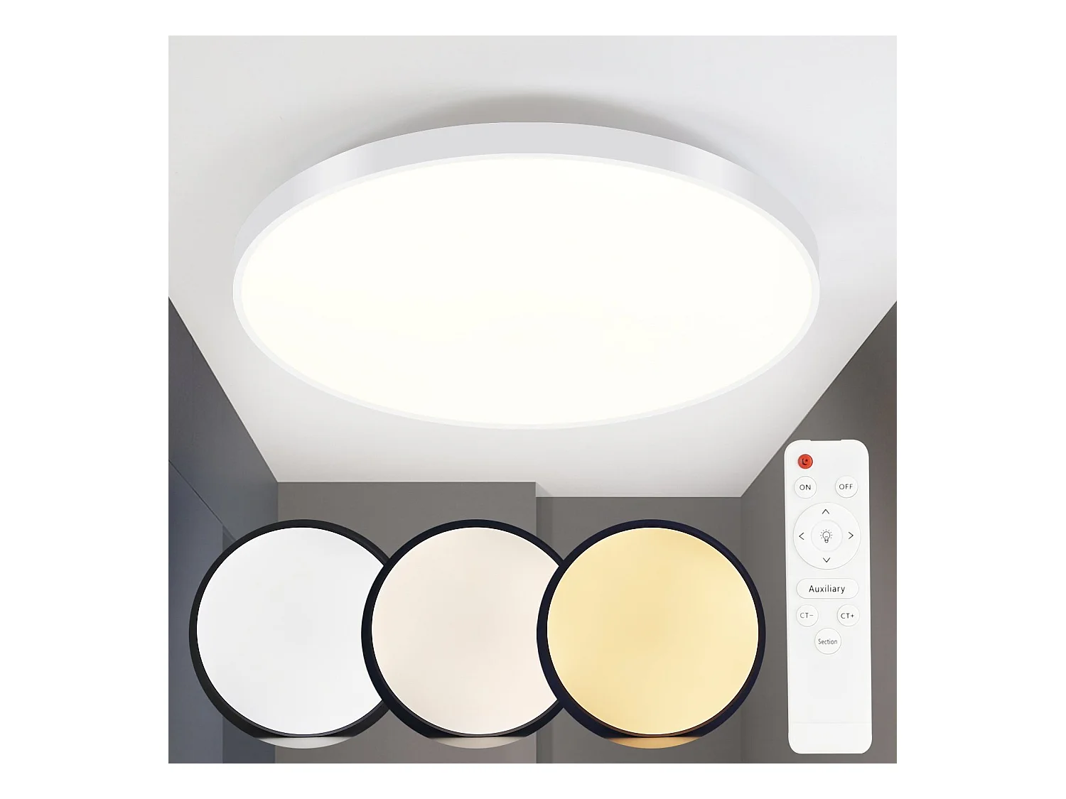 NETTLIFE LED Plafonnier  à intensité variable IP44 37 x 2,5 cm