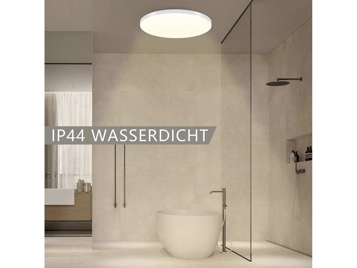 NETTLIFE LED-Deckenleuchte, dimmbar, IP44, 37 x 2,5 cm