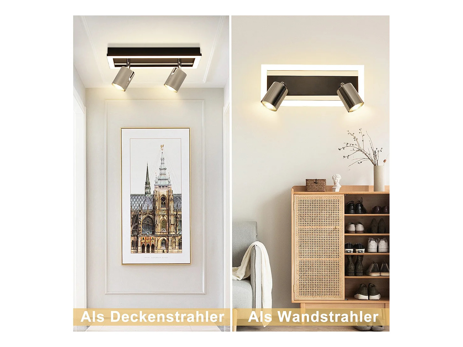 NETTLIFE 2-płomienny GU10 nowoczesny ciepły biały regulowany reflektor sufitowy LED 12W