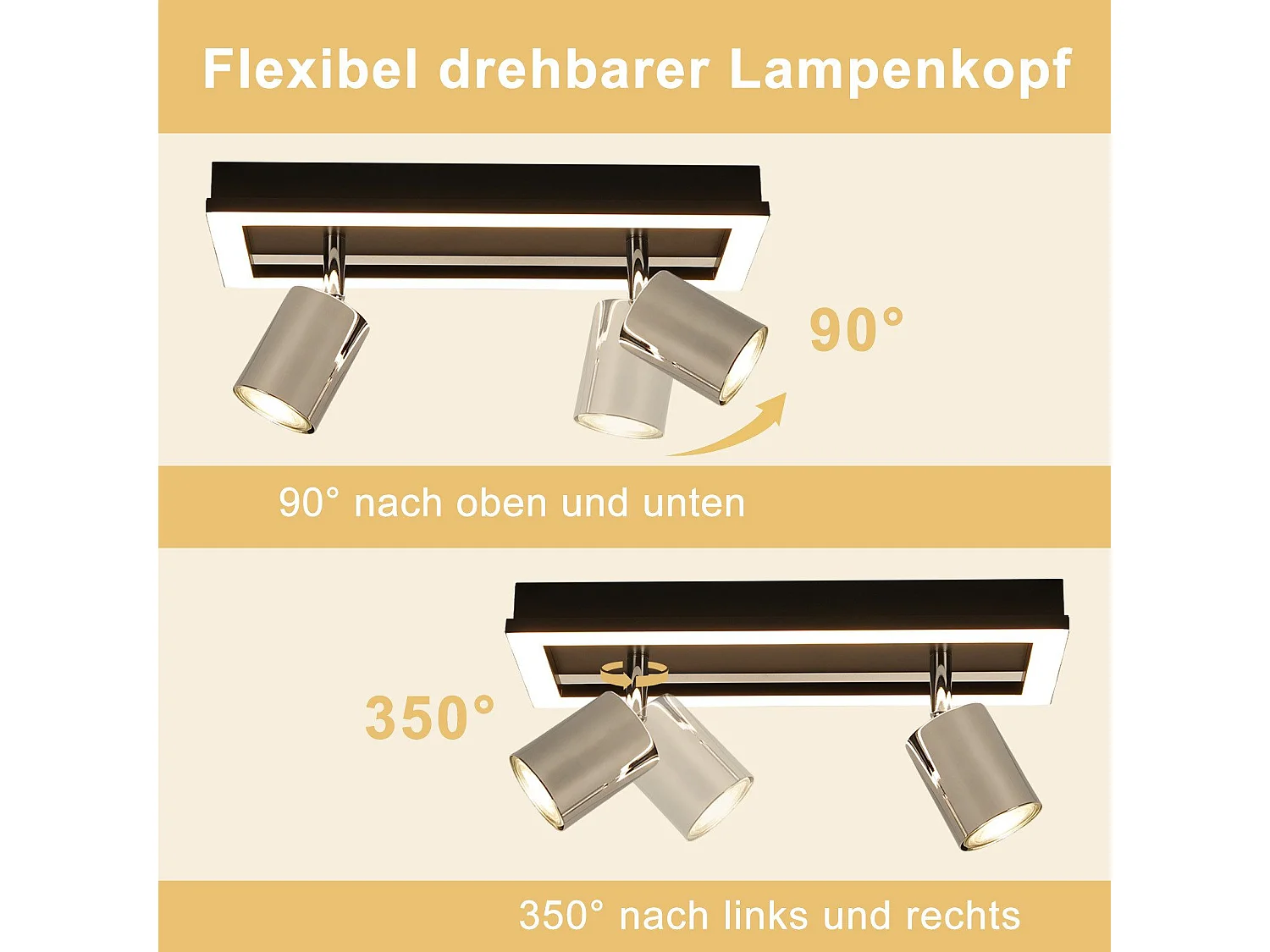 NETTLIFE 2-flammiger GU10 moderner warmweißer verstellbarer LED Deckenstrahler 12W