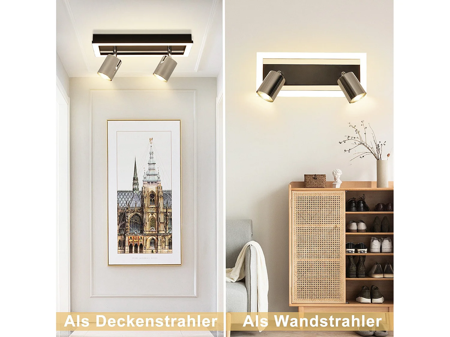 NETTLIFE 2-flammiger GU10 moderner warmweißer verstellbarer LED Deckenstrahler 12W