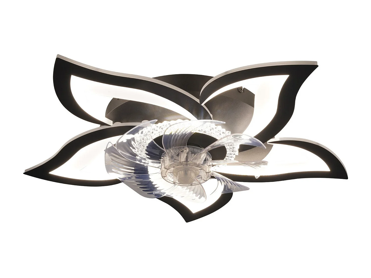 Ventilateur de plafond LED NETTLIFE avec éclairage 48 W Noir Silencieux Télécommande Intensité variable 3 températures de couleur Minuterie 6 vitesses