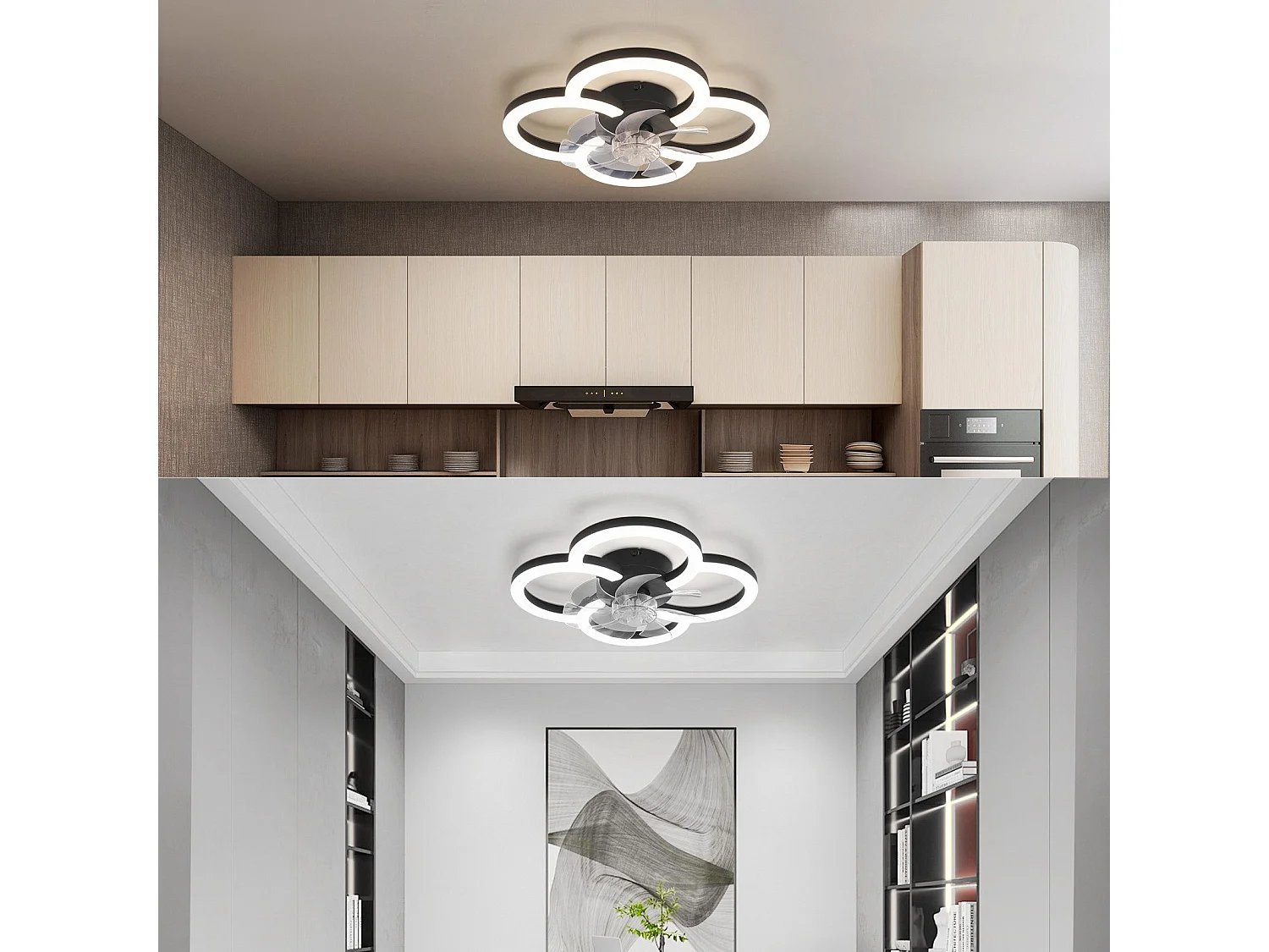 NETTLIFE LED plafondventilator met licht - 40W stil zwart met afstandsbediening, dimmer, 6-snelheden timer