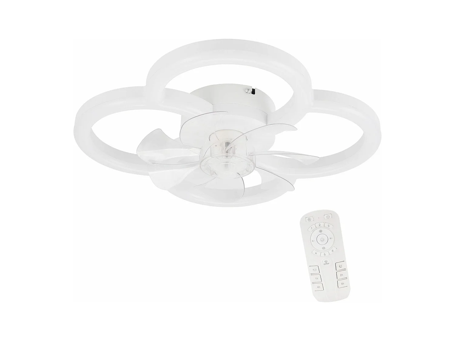 Ventilateur de plafond LED NETTLIFE avec éclairage silencieux et télécommande, plafonnier à intensité variable, minuterie à 6 vitesses, blanc