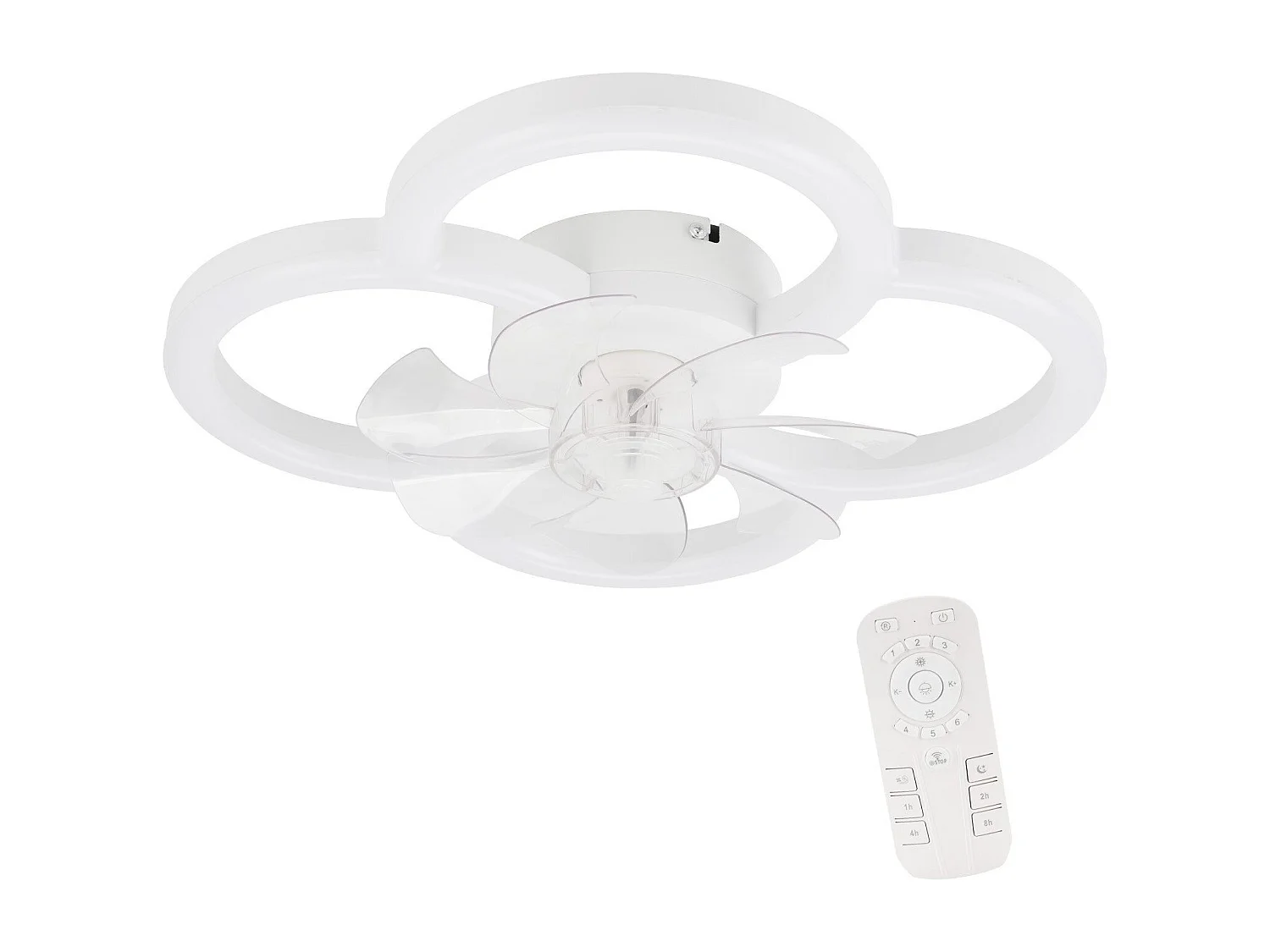 NETTLIFE LED-plafondventilator met stille verlichting en afstandsbediening, dimbare plafondlamp, 6-snelheidstimer, wit