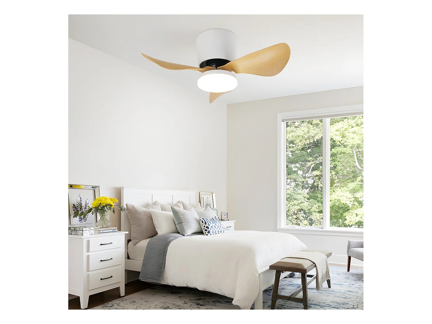 NETTLIFE Deckenventilator mit Beleuchtung und Fernbedienung, 23 W LED, dimmbar, leise, 70 cm, Sommer-/Winter-Timer, 6 Geschwindigkeiten