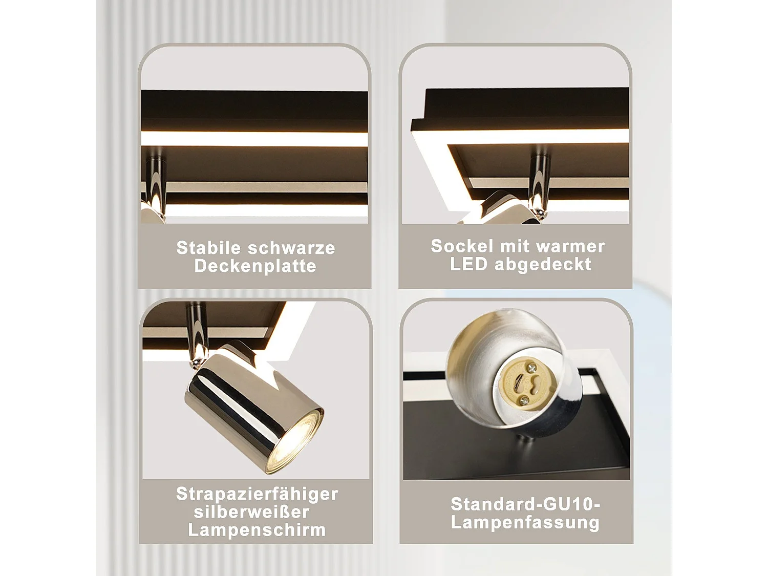 NETTLIFE 3-vlams LED plafondspot, zwart, GU10, verstelbaar, 15 W, warm wit