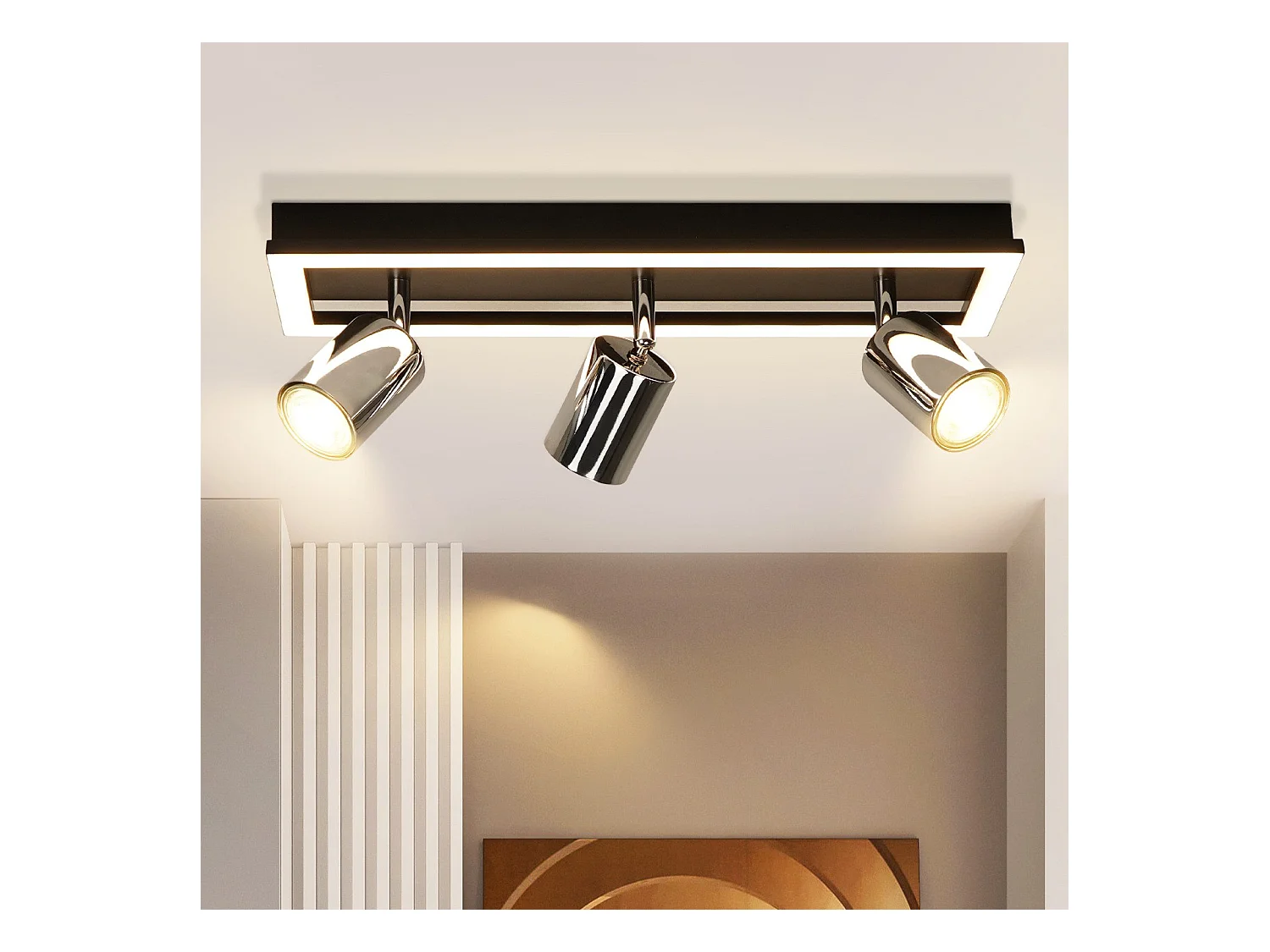 Spot de plafond LED NETTLIFE 3 flammes, noir, GU10, orientable, 15 W, blanc chaud