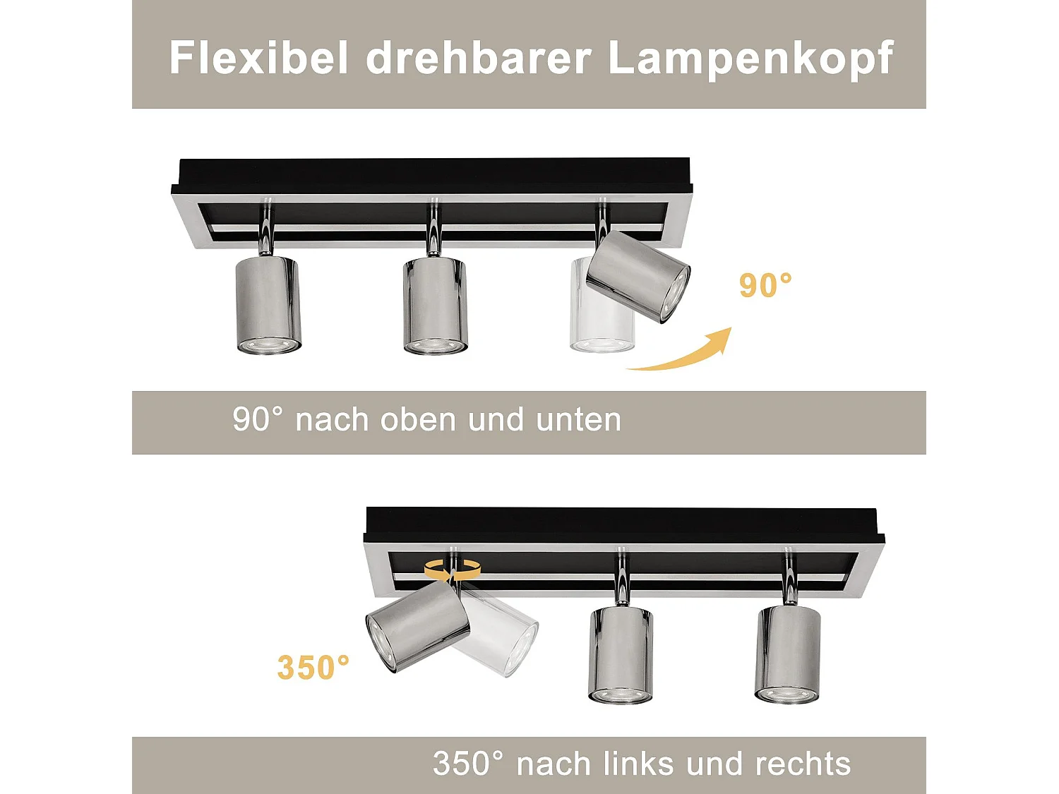 NETTLIFE 3-Flammiger LED Deckenstrahler, Schwarz, GU10, verstellbar, 15W, Warmweiß