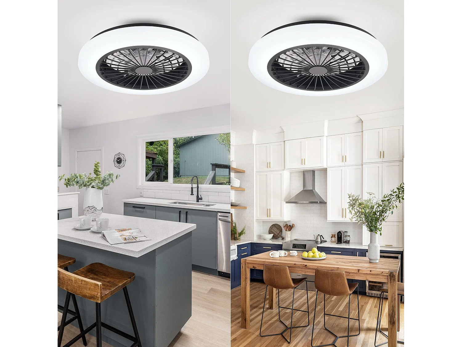 Ventilateur de plafond NETTLIFE avec éclairage LED silencieux et télécommande 40 W, intensité variable, 6 vitesses de synchronisation