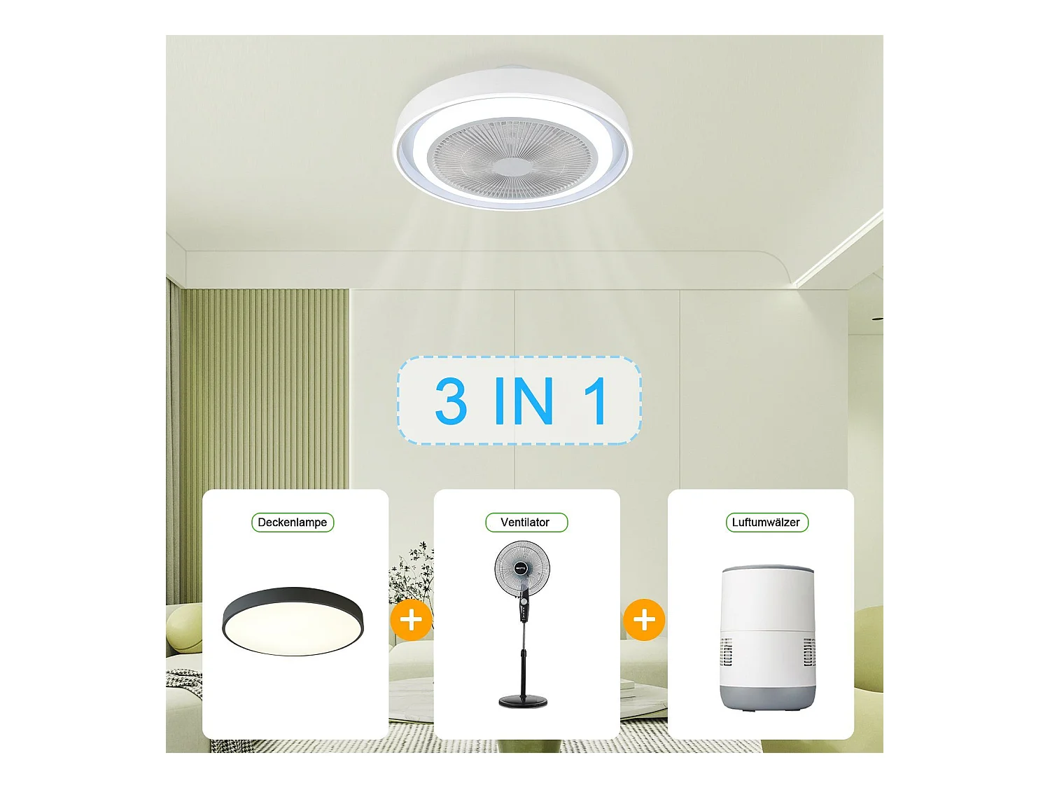 NETTLIFE Deckenventilator mit LED-Beleuchtung und Fernbedienung – Moderne Deckenleuchte, leise, dimmbar, 5-Flügel-Licht