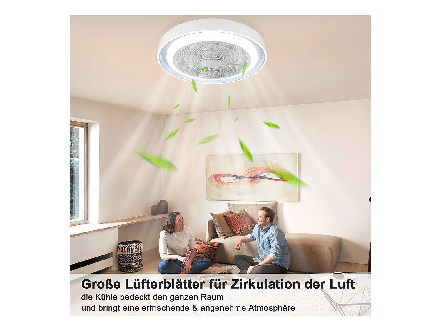 NETTLIFE Deckenventilator mit LED-Beleuchtung und Fernbedienung – Moderne Deckenleuchte, leise, dimmbar, 5-Flügel-Licht