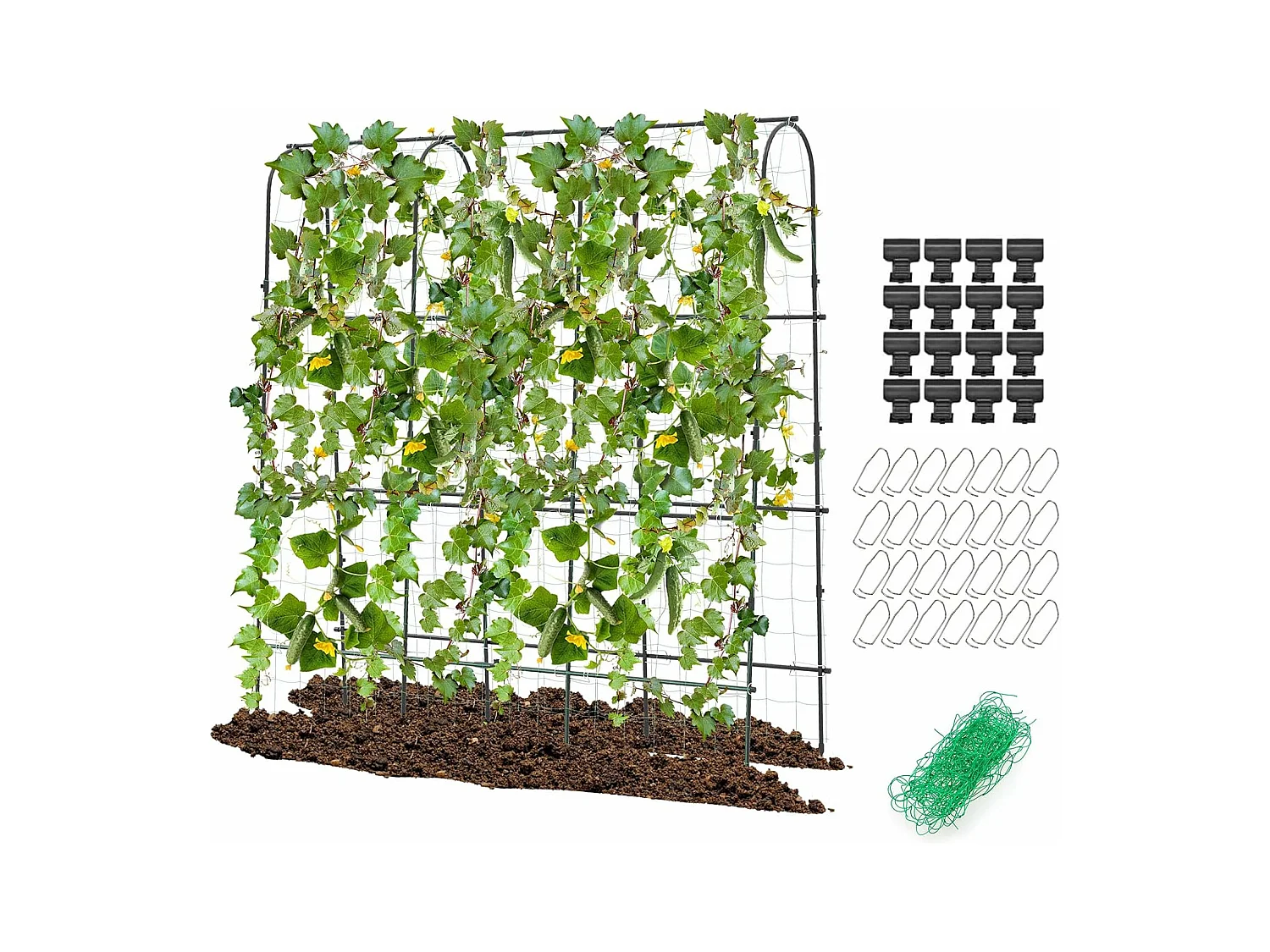 Treillis Arqué de Jardin pour Plantes Grimpantes 179 x 180 cm, Treillis en ‘U’ pour Jardin Surélevé avec Poteaux Métalliques, Cadre de Support pour Légumes Fleurs