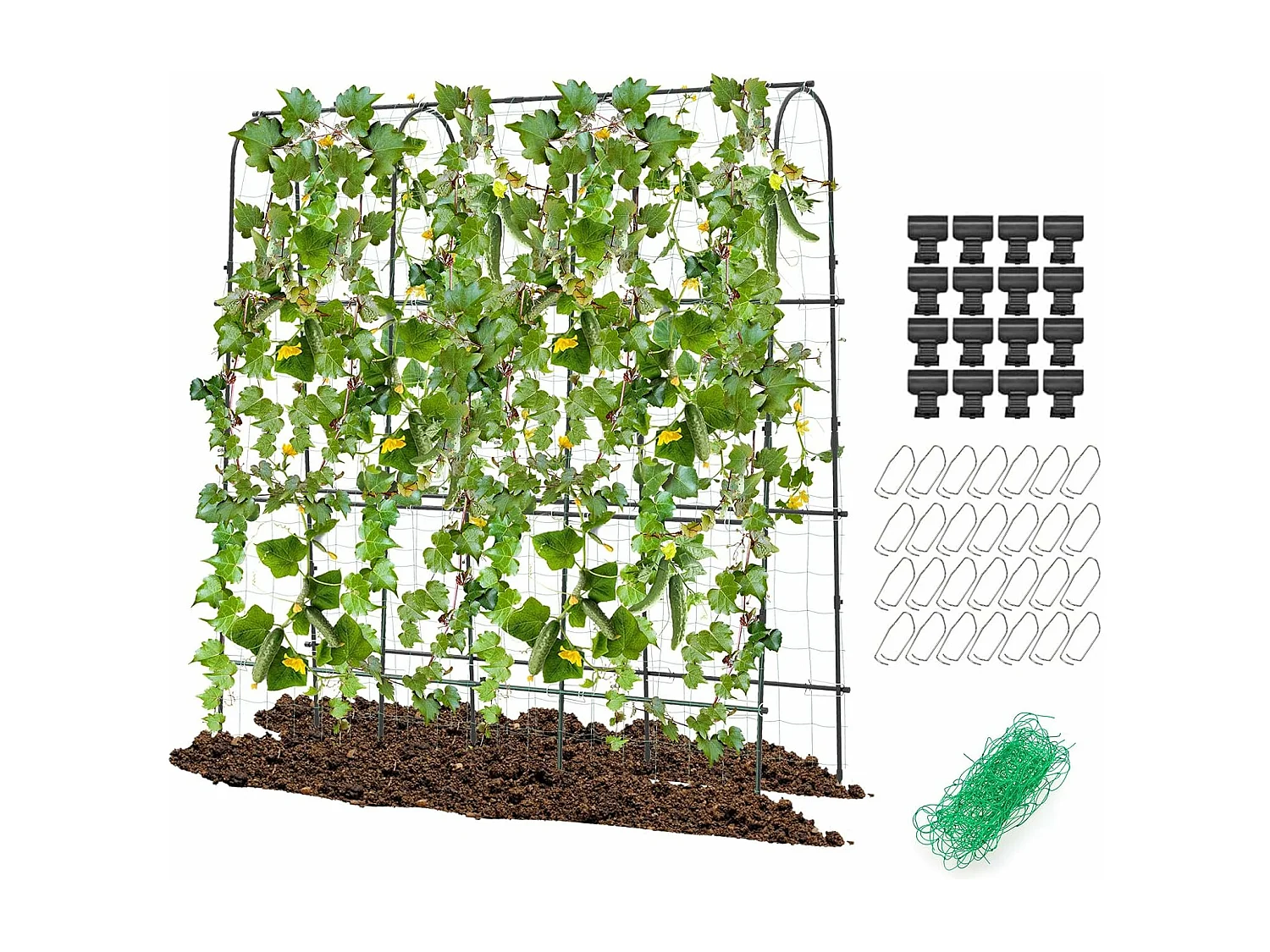 Treillis Arqué de Jardin pour Plantes Grimpantes 179 x 180 cm, Treillis en ‘U’ pour Jardin Surélevé avec Poteaux Métalliques, Cadre de Support pour Légumes Fleurs