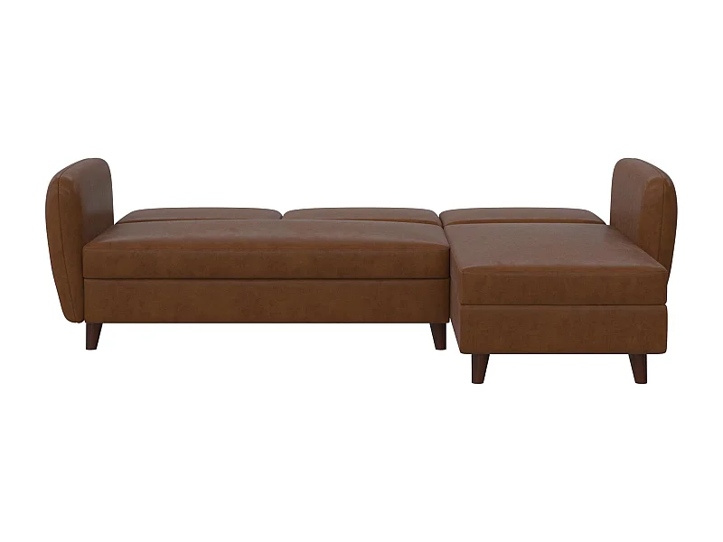 Perry | Canapé lit 3 places avec chaise longue en simili cuir Camel