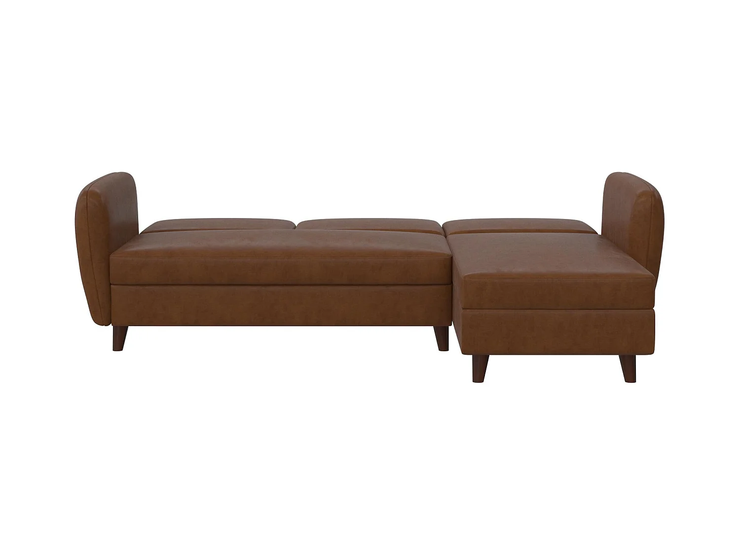 Perry | Canapé lit 3 places avec chaise longue en simili cuir Camel