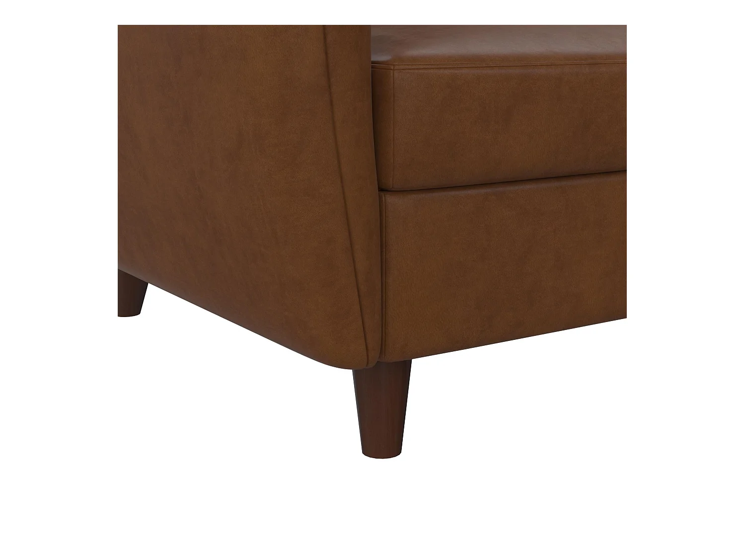 Perry | Canapé lit 3 places avec chaise longue en simili cuir Camel