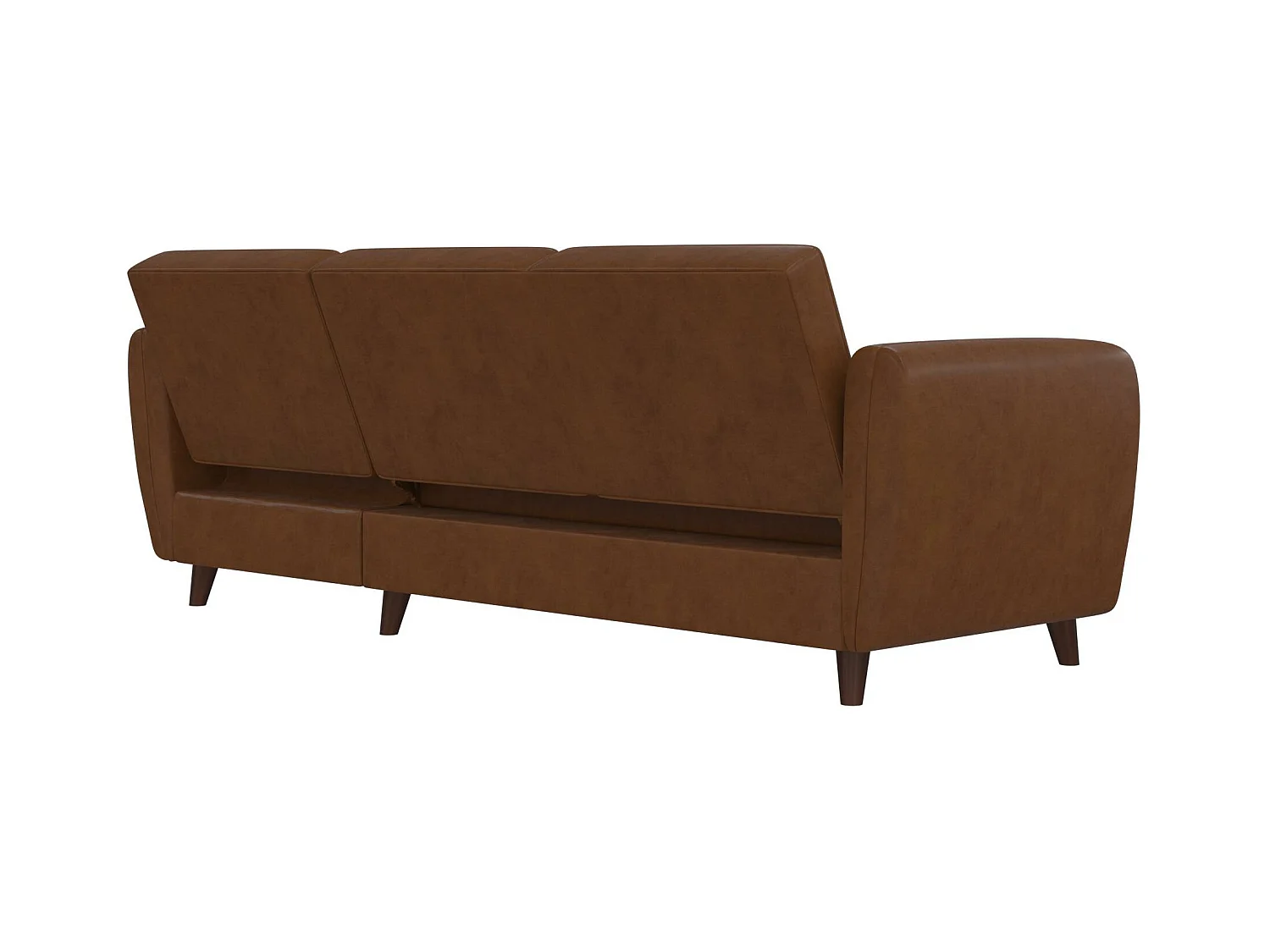 Perry | Canapé lit 3 places avec chaise longue en simili cuir Camel