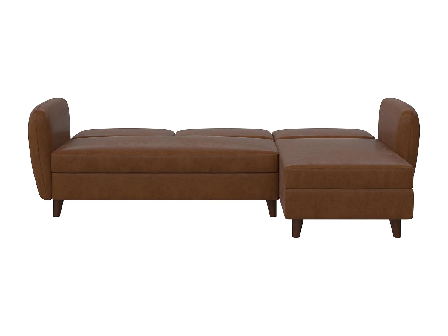Schlafsofa 3 Sitze mit Chaiselongue in Kunstleder Camel