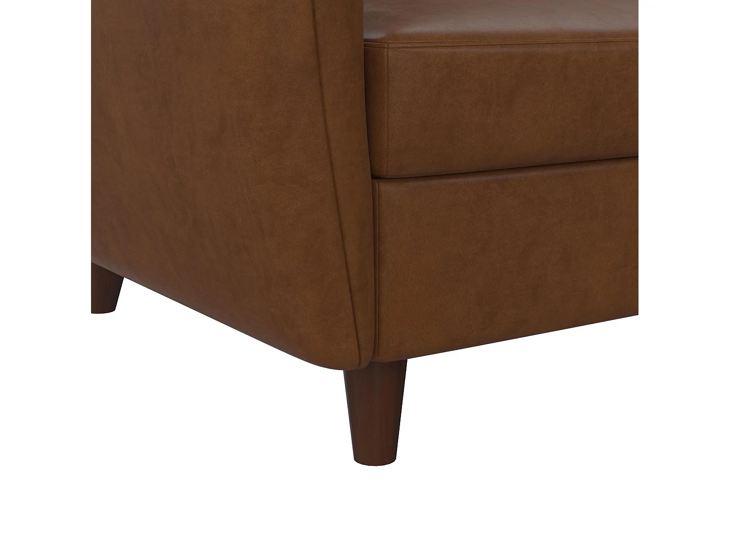 Schlafsofa 3 Sitze mit Chaiselongue in Kunstleder Camel