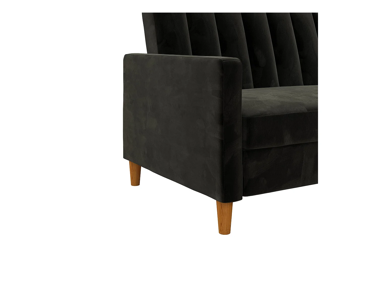 Sofá Cama 4 Plazas con Chaise Lounge en Terciopelo Negro