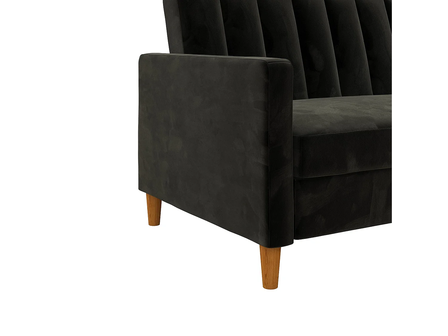 Sofá Cama 4 Plazas con Chaise Lounge en Terciopelo Negro