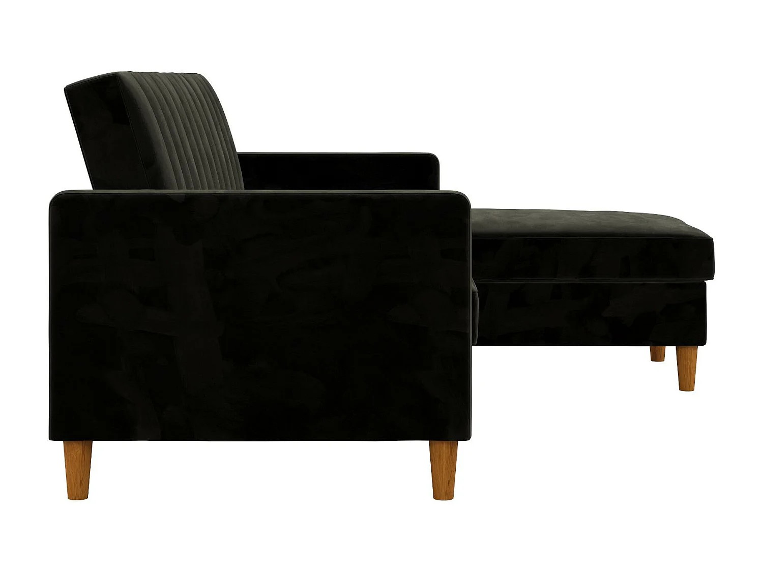 Sofá Cama 4 Plazas con Chaise Lounge en Terciopelo Negro