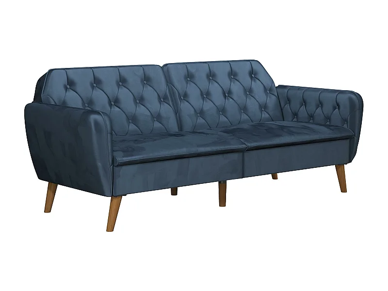 Sofá Cama 3 Plazas en Terciopelo Azul