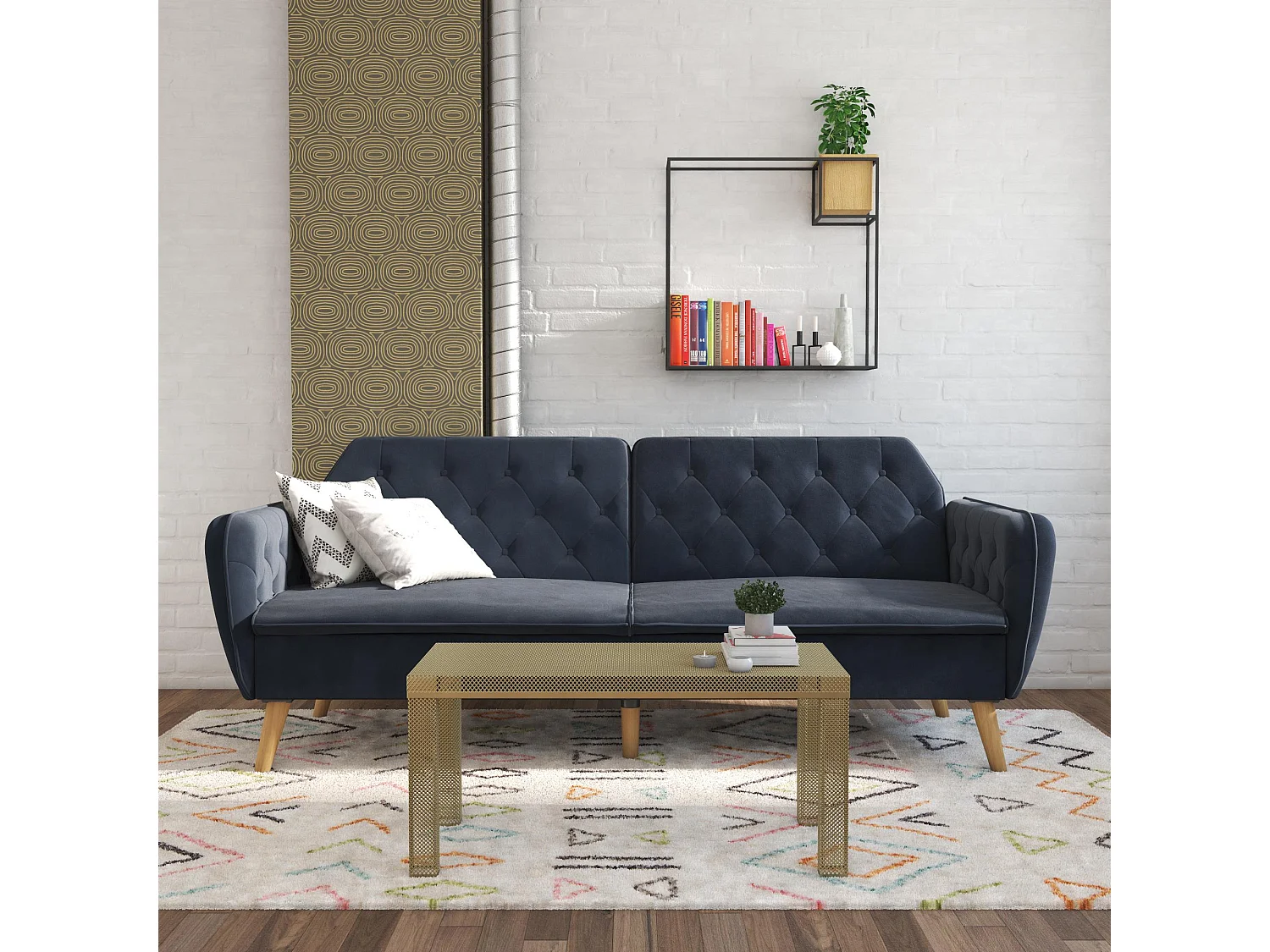 Tallulah | Canapé-lit 3 places en bleu velours