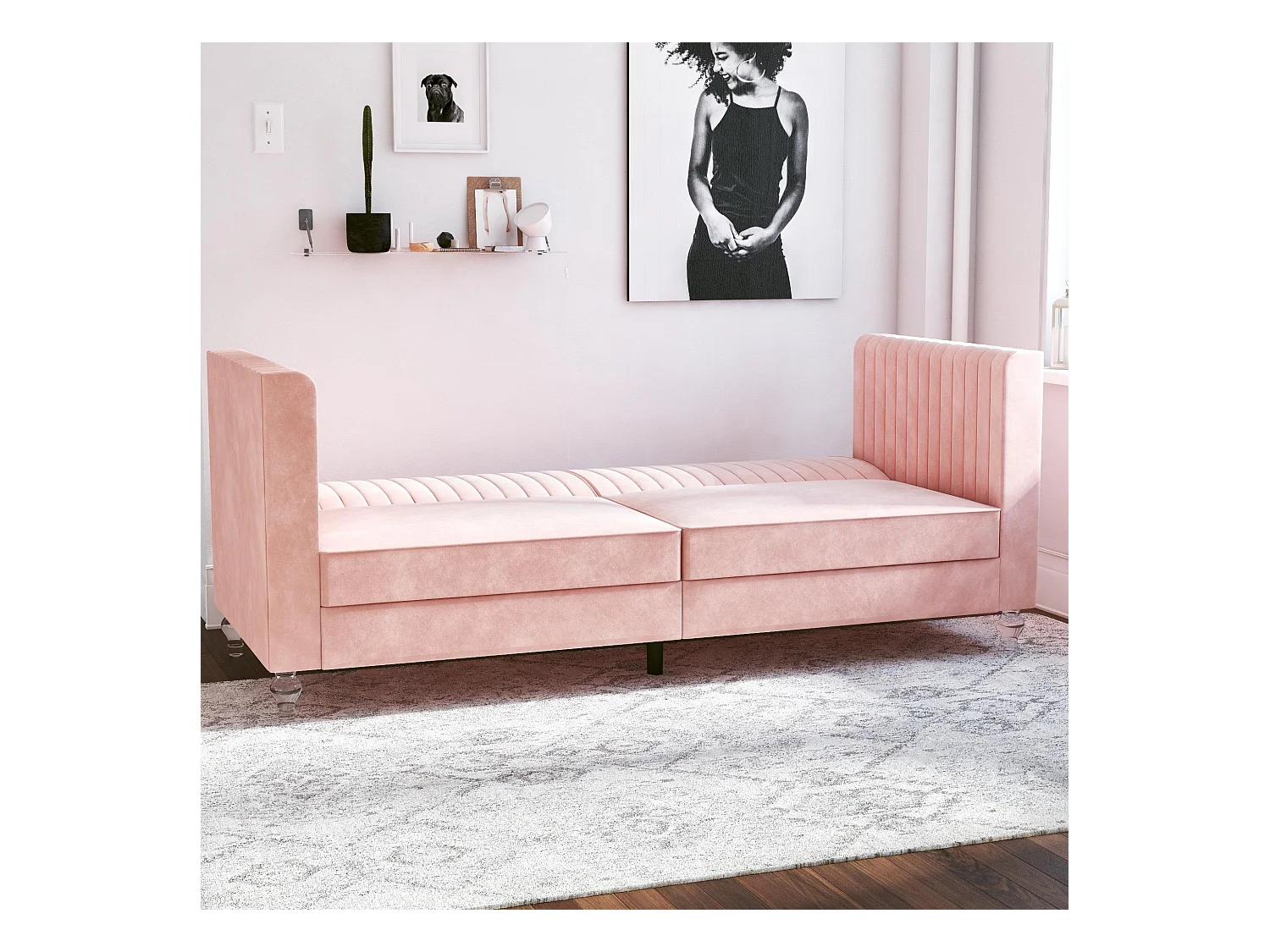 Arabelle | Canapé-lit 3 places en velours rose