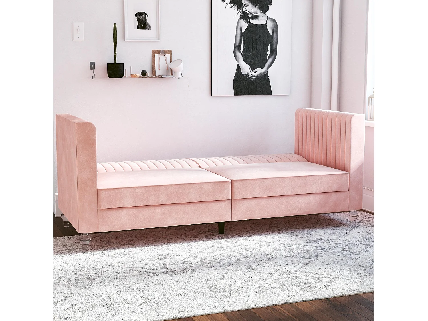 Arabelle | Canapé-lit 3 places en velours rose