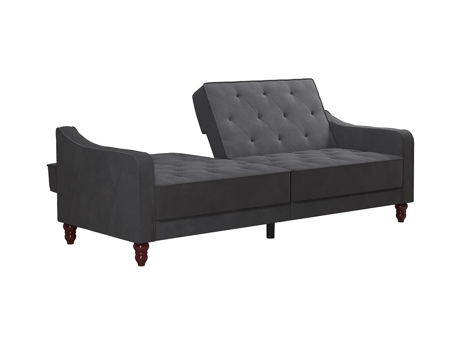 Vintage Tufted | Canapé-lit 3 places en gris velours