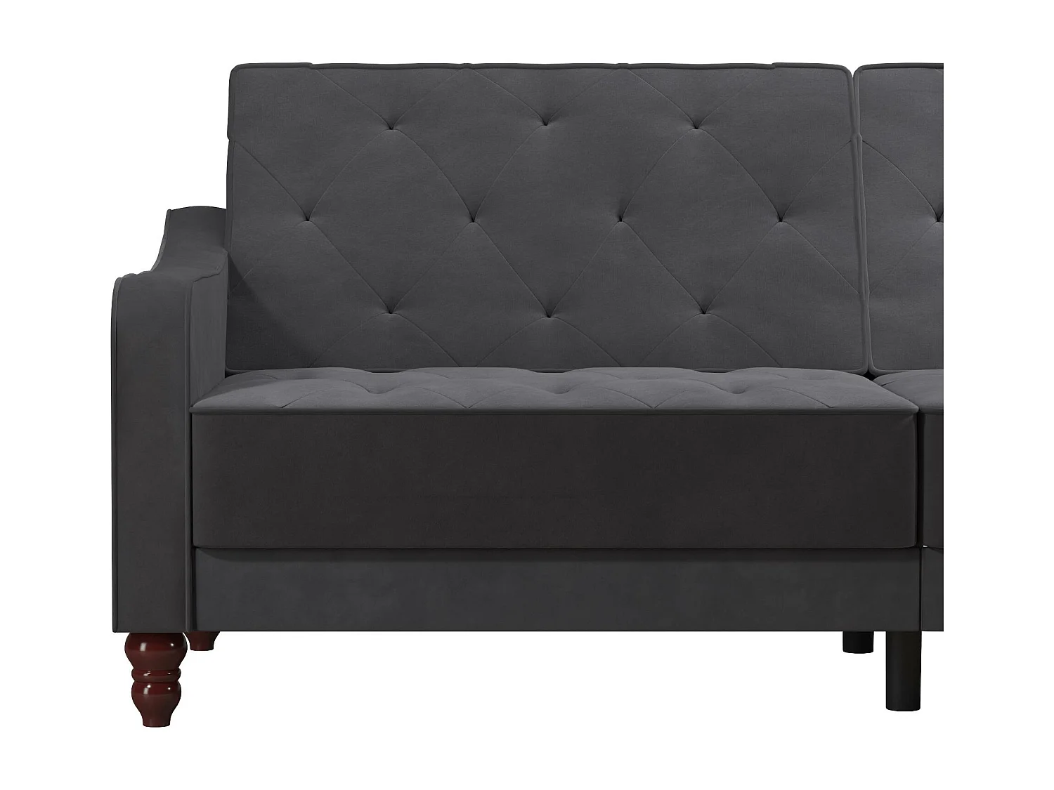 Vintage Tufted | Canapé-lit 3 places en gris velours