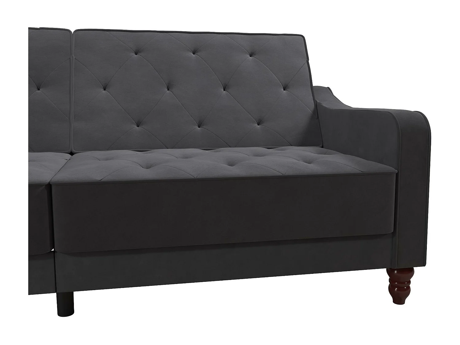 Vintage Tufted | Canapé-lit 3 places en gris velours