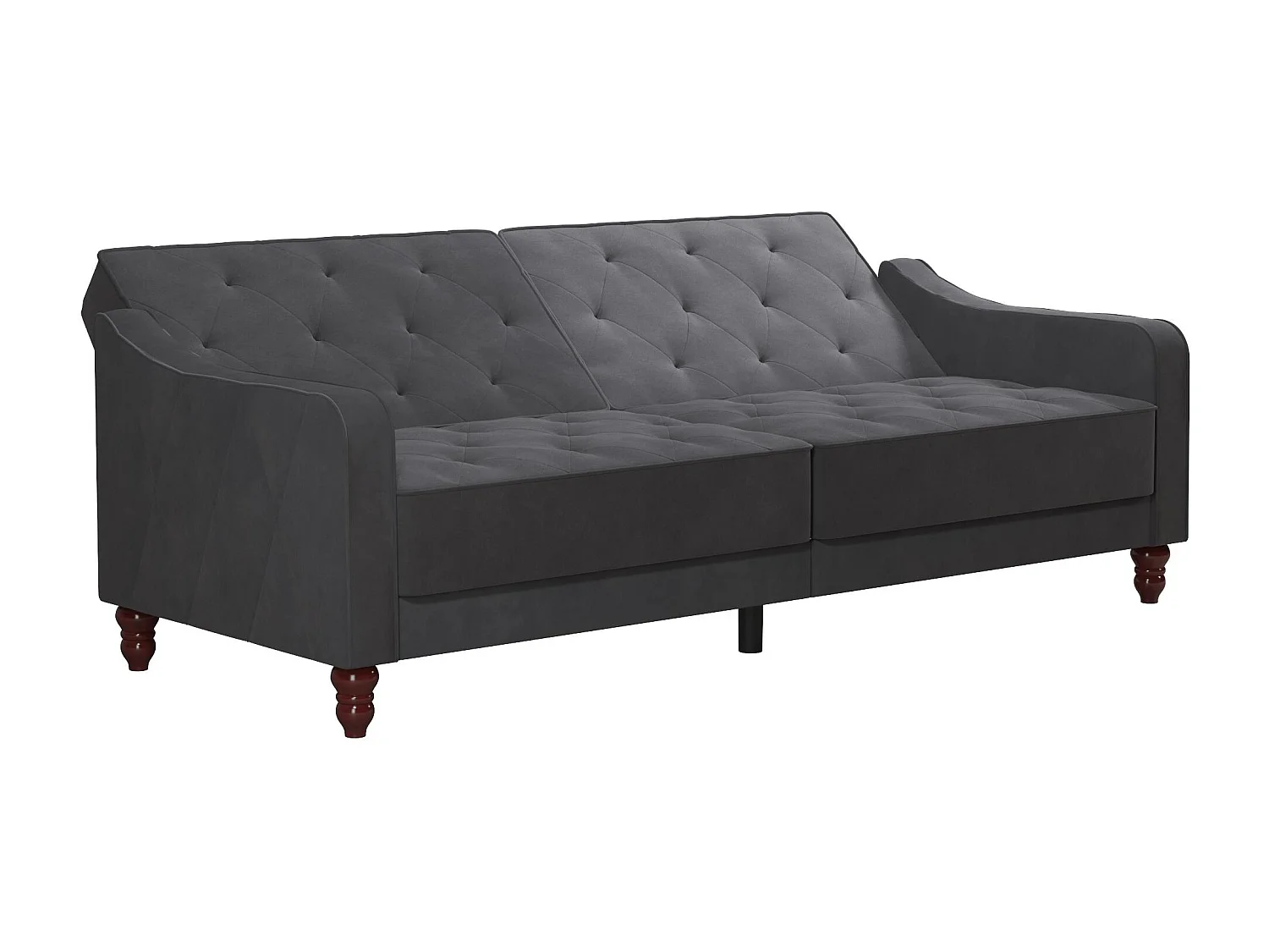 Vintage Tufted | Canapé-lit 3 places en gris velours