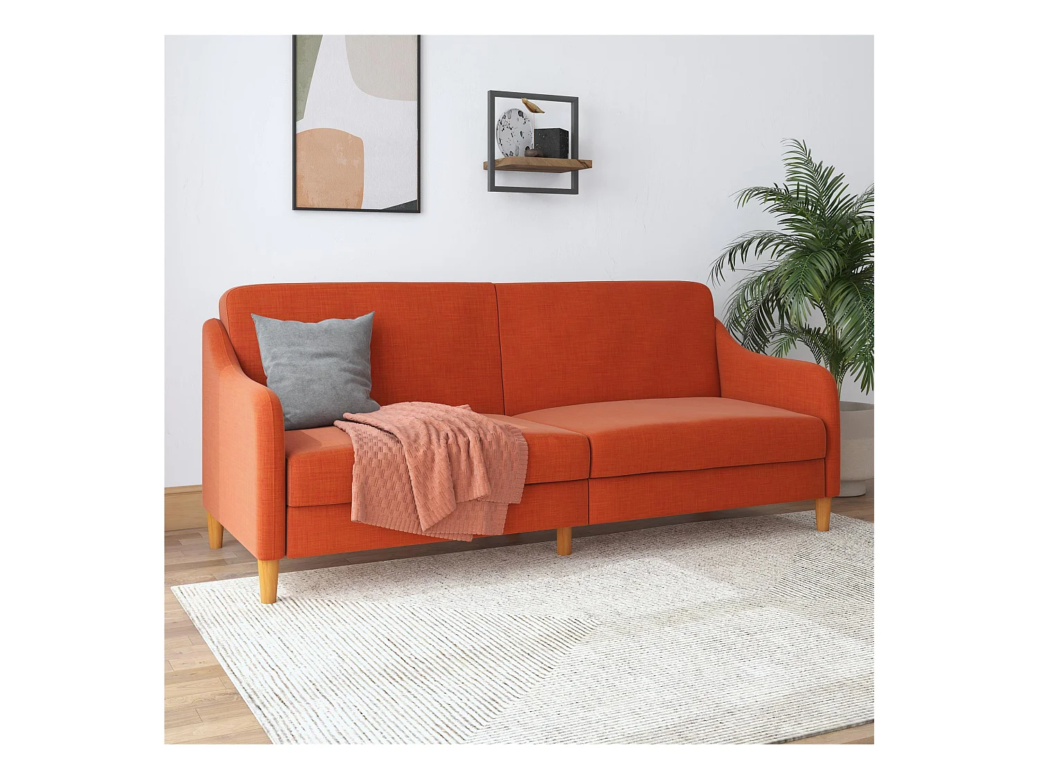 Jasper | Canapé-lit 3 places en lin orange