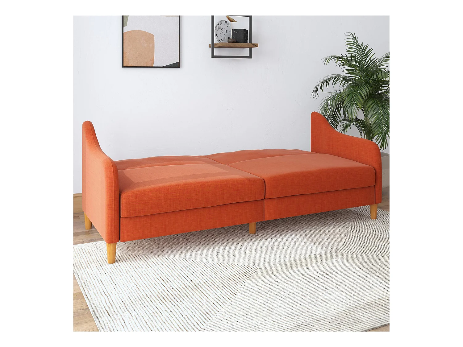 Jasper | Canapé-lit 3 places en lin orange