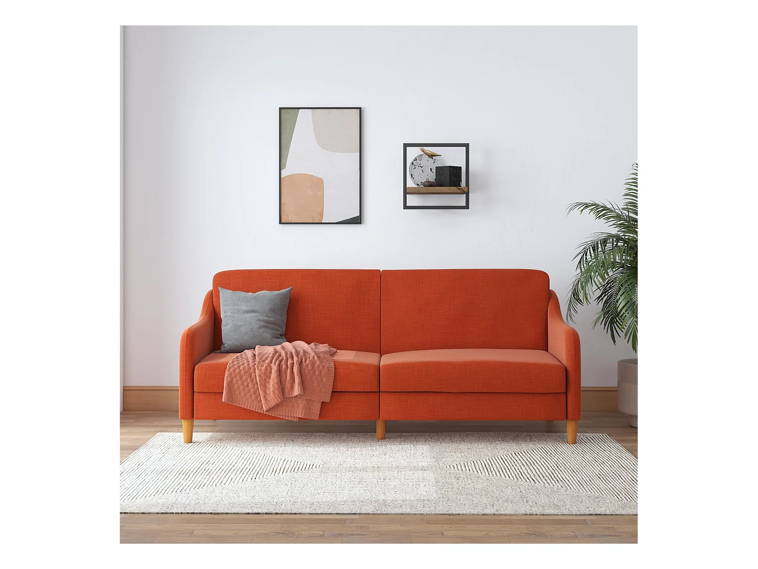 Jasper | Canapé-lit 3 places en lin orange