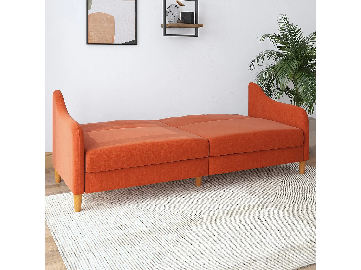 Jasper | Canapé-lit 3 places en lin orange