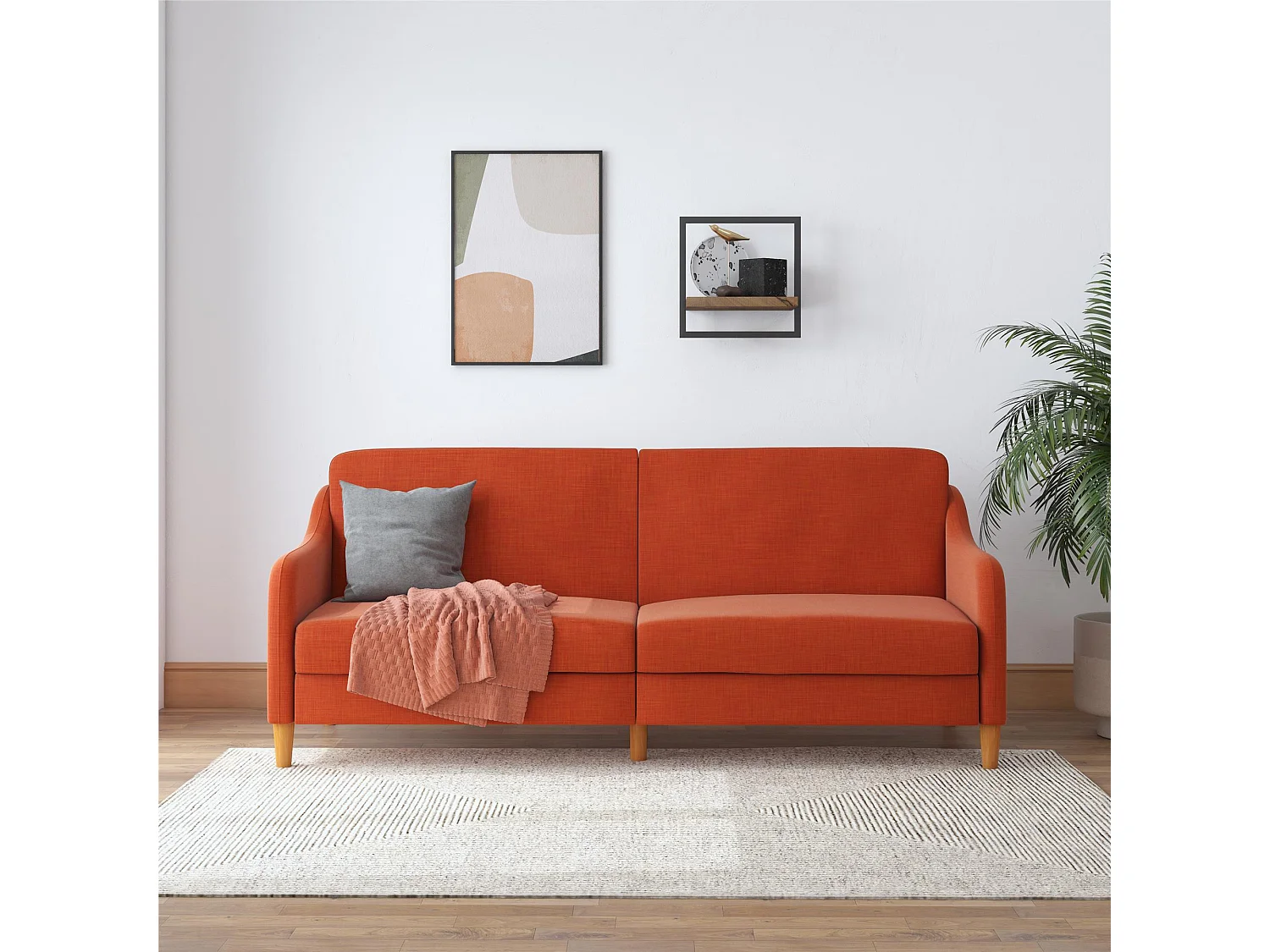 Jasper | Canapé-lit 3 places en lin orange