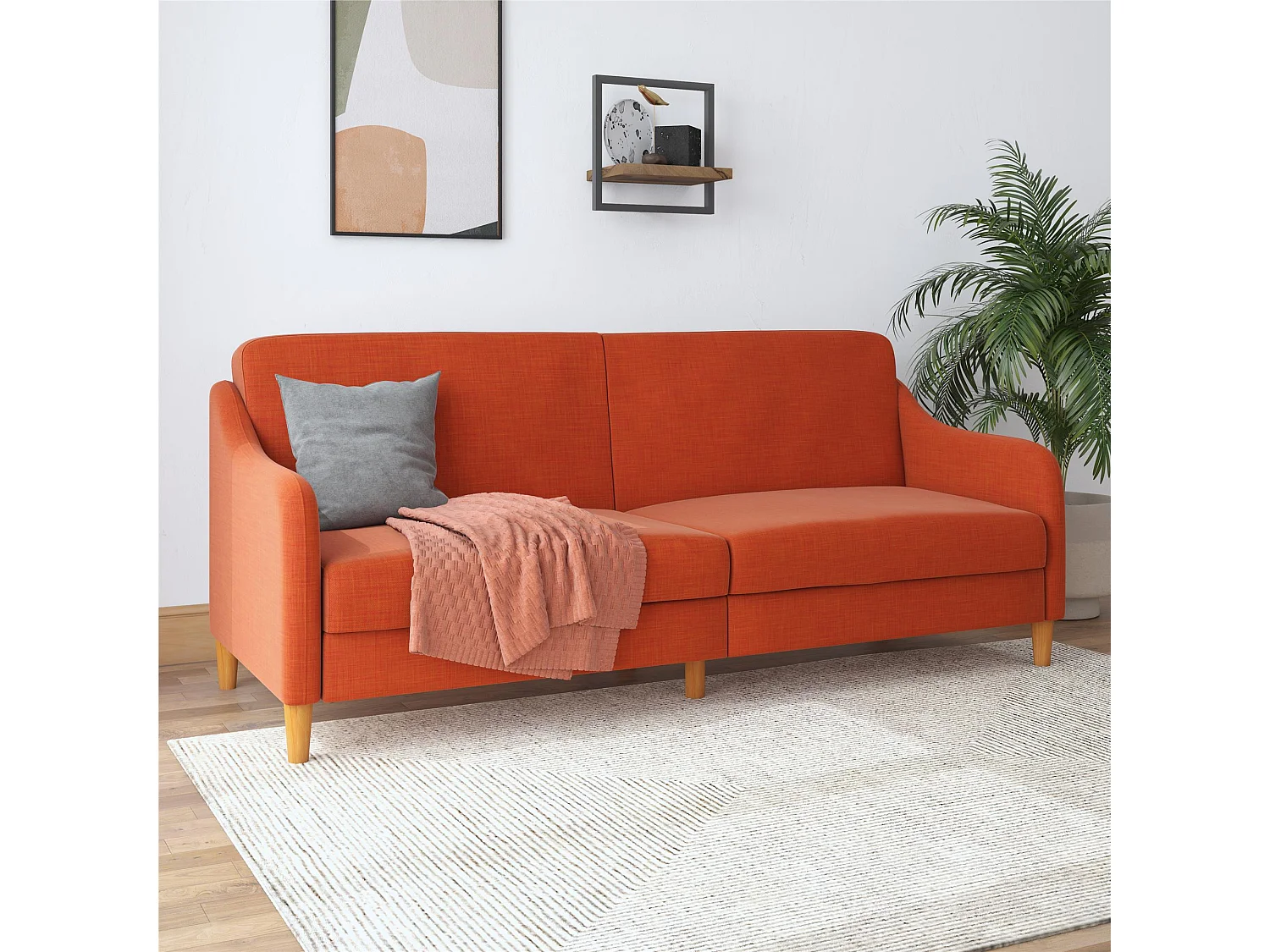 Jasper | Canapé-lit 3 places en lin orange