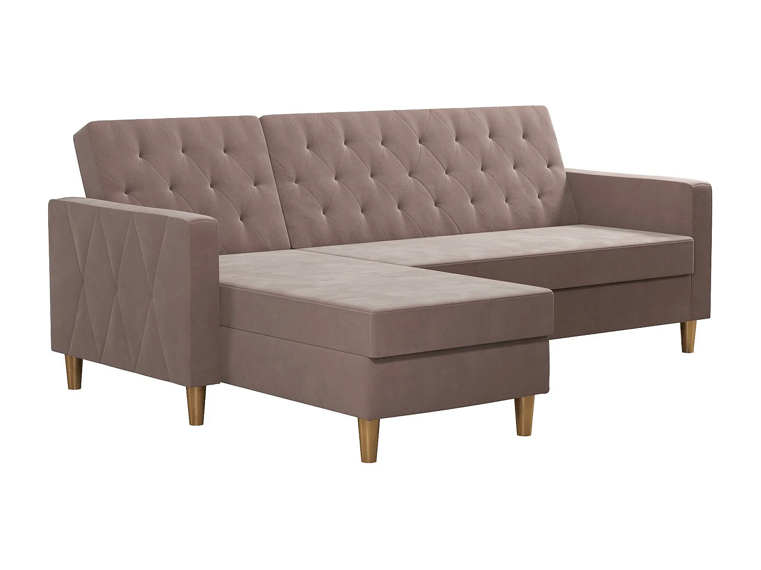 Liberty | Canapé-lit 3 places avec chaise longue en tissu rose